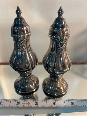 Wallace Silversmiths Silver Ornate Salt and Pepper Shakers